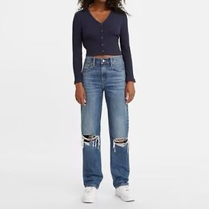 Levi’s low pro straight distressed jeans